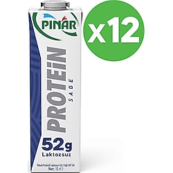 Pınar Sade Protein Süt 1L, 52G Protein, Laktozsuz X 12 Adet