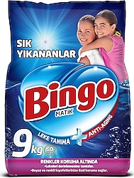 Bingo Matik Sık Yıkananlar Beyazlar ve Renkliler için 9 kg Toz Deterjan